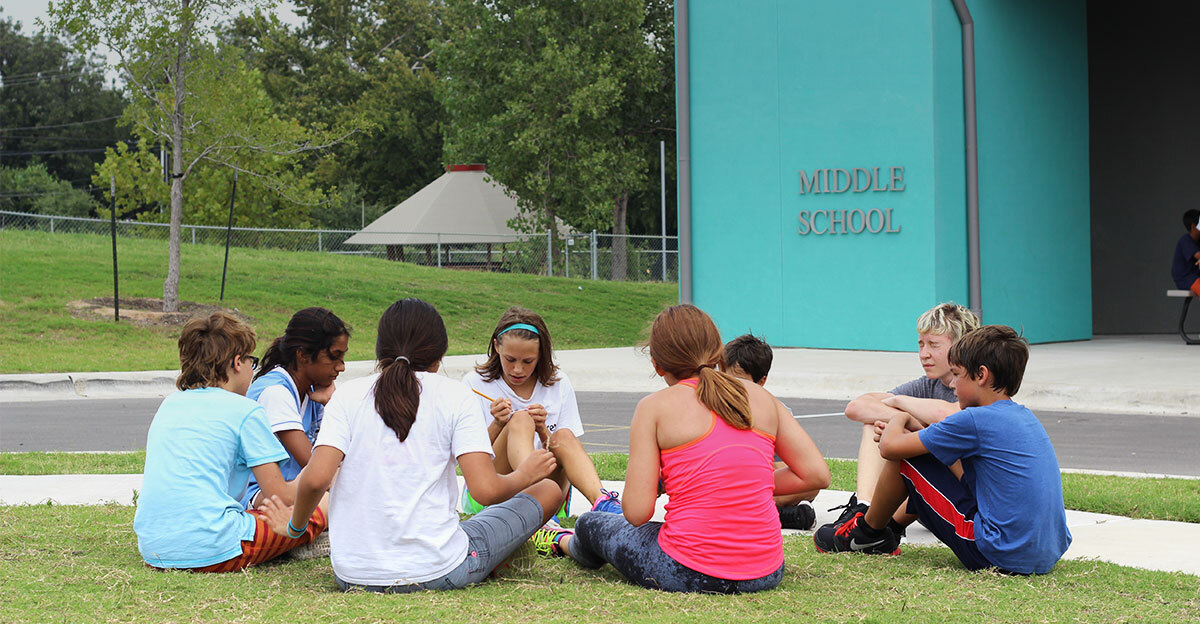 Middle School learners together outside